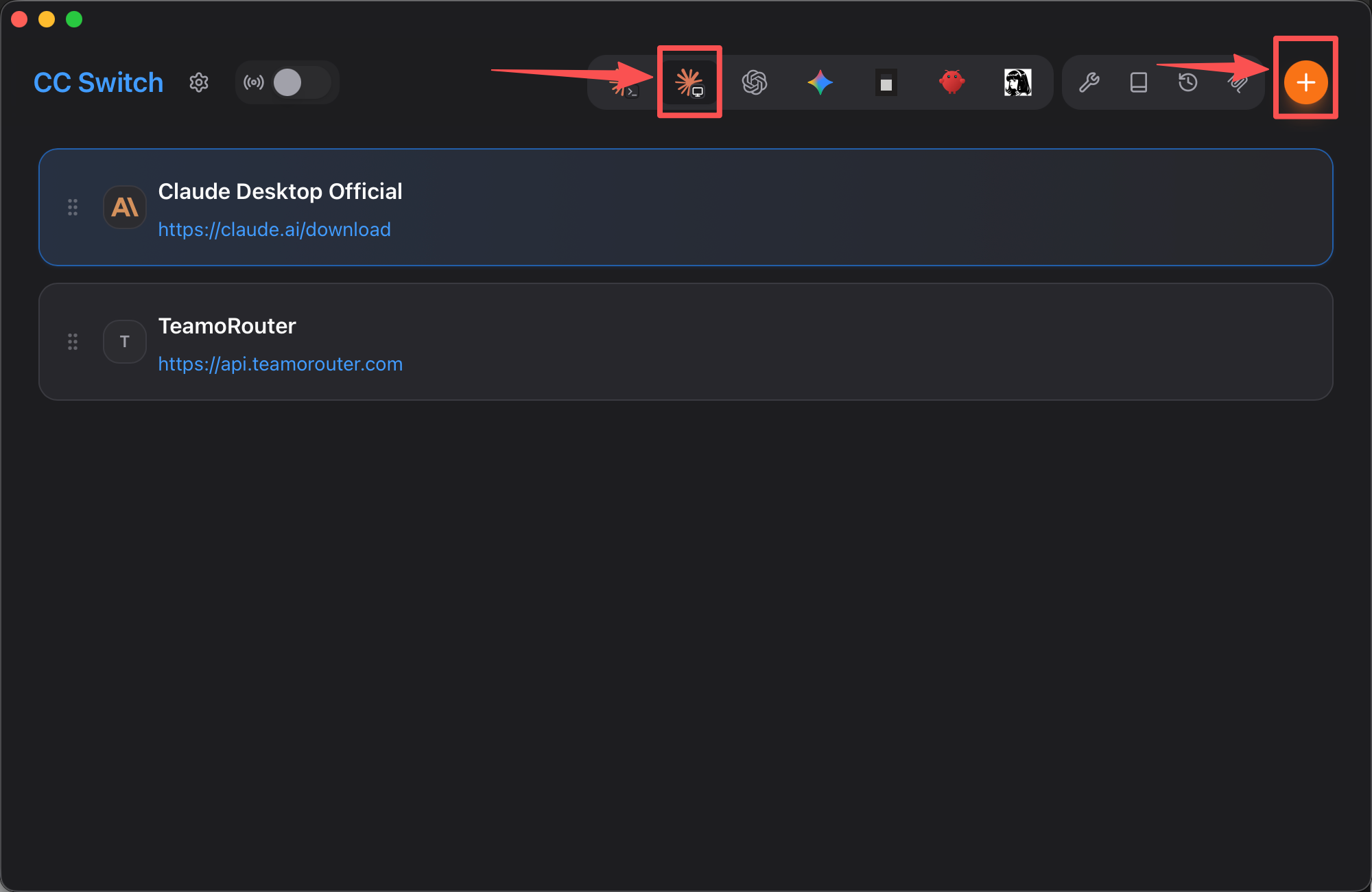 CC Switch add provider entry
